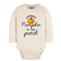 Cutest Pumpkin in the Patch Baby Bodysuit. Creme long sleeved bodysuit with cutest pumpkin in the patch on front and little orange pumpkin. - Little Gift Nook