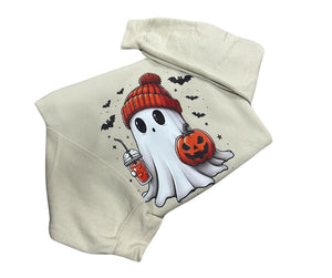 Ready for Fall Ghost Beanie Latte Sweatshirt