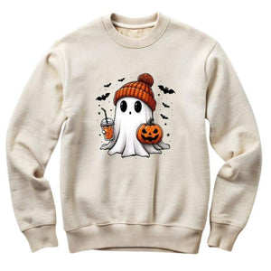 Ready for Fall Ghost Beanie Latte Sweatshirt