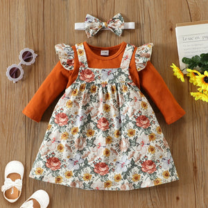 Floral Baby Girl 3pc Jumper Dress Set - Little Gift Nook