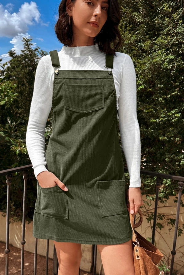Green Corduroy Jumper Dress