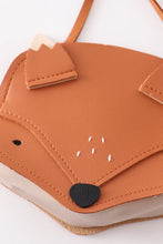 Load image into Gallery viewer, Fox Faux Leather Kids Purse. Orange cute fox face on one side and blank on back.  Strap is tied and small opening at top of purse. Little Gift Nook.