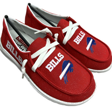 Load image into Gallery viewer, Game Day Glitter Red Slip on Hey Bills Shoes - Little Gift Nook