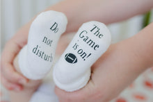 Load image into Gallery viewer, Do Not Disturb the Game Is On Football Baby Socks - Little Gift Nook