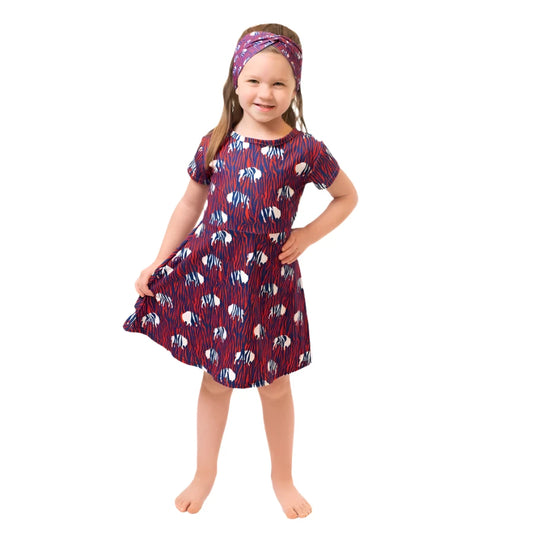 Girls Red Blue Zubaz Buffalo Print Dress - Little Gift Nook