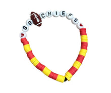 Load image into Gallery viewer, Go Chiefs Friendship Bracelets. So High School &amp; Go Chiefs with yellow,red, and letter beads, and little football charms.  Perfect for Chiefs &amp; Swifties! Little Gift Nook.