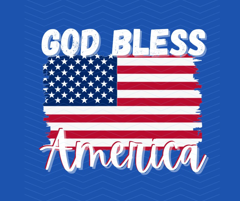 God Bless America 4th of July Flag PNG Digital Image Download - downloaded version has no watermark - Little Gift Nook