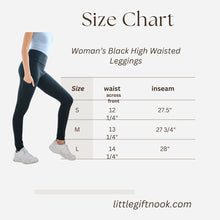 Load image into Gallery viewer, High Waist Black Leggings with Pocket size chart