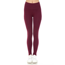 Load image into Gallery viewer, High Waist Maroon Leggings with Pockets