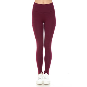 High Waist Maroon Leggings with Pockets