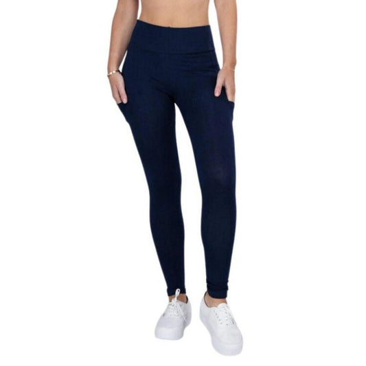 Women's High Waist women's Navy Leggings with Pockets - Little Gift Nook