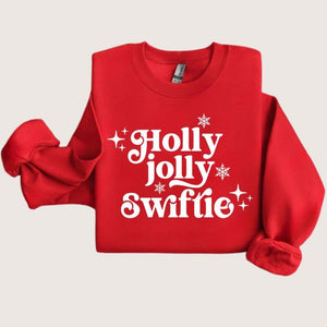 Holly Jolly Swiftie Holiday Red Crewneck Sweatshirt. Little Gift Nook.