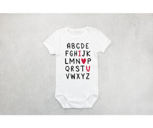 Load image into Gallery viewer, I love you Valentine&#39;s Alphabet Tee. Available in onesies and tshirts. Little Gift Nook.