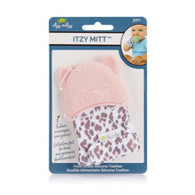 Load image into Gallery viewer, Itzy Ritzy Pink Leopard Teething Mitt for baby.