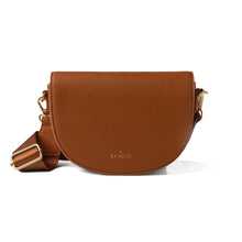 Load image into Gallery viewer, Kedzie Luna Crossbody Purse in Chestnut. Adjustable removable strap with back pocket &amp; large magnetic close snap front section.