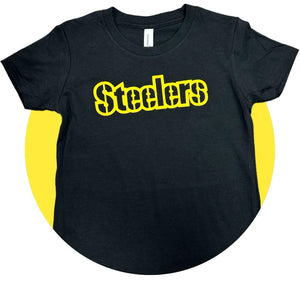 Kids Steelers Black Yellow Puffy Letters Tshirt - Little Gift Nook