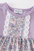 Load image into Gallery viewer, Lavender Floral Eyelet Ruffle Dress Set with bloomers.  Baby sizes. Also available in toddler &amp; kids. Little Gift Nook.