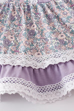 Load image into Gallery viewer, Lavender Floral Eyelet Ruffle Dress Set with bloomers.  Baby sizes. Also available in toddler &amp; kids. Little Gift Nook.