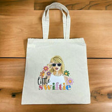 Load image into Gallery viewer, Little Swiftie Canvas Tote Bag 15&quot; tall X 13&quot; wide bag - Little Gift Nook