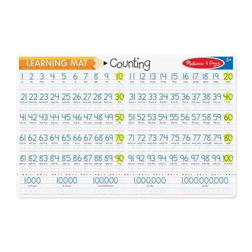 Melissa & Doug Learning Mat Counting 1-100. Double sided, use number 2 pencil or chalkboard crayons.