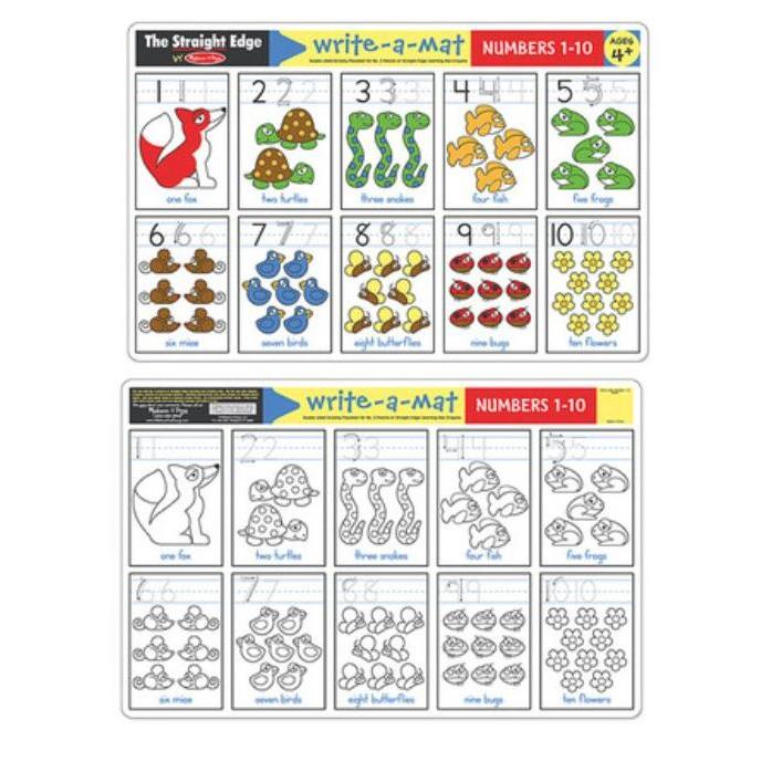 Melissa & Doug Learning Mat Numbers 1-10. Double sided.