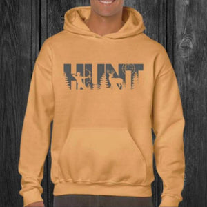 Men's Old Gold Gray HUNT Hoodie - Little Gift Nook