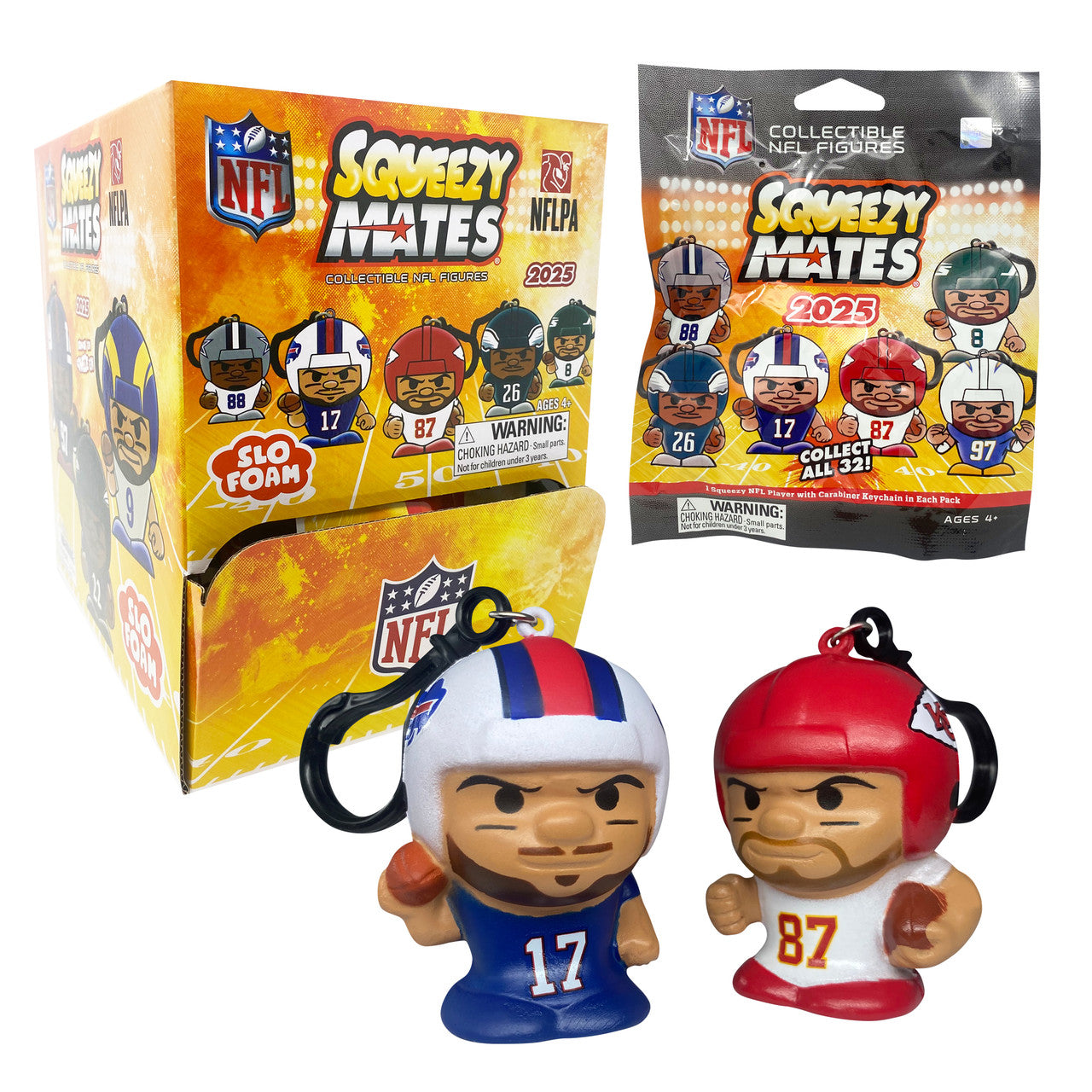 NFL 2025 Squeezy Mates Mystery Bag Player Keychain. 1 random collectible mystery player in each bag along with list of all possible players and rare ones. - Little Gift Nook