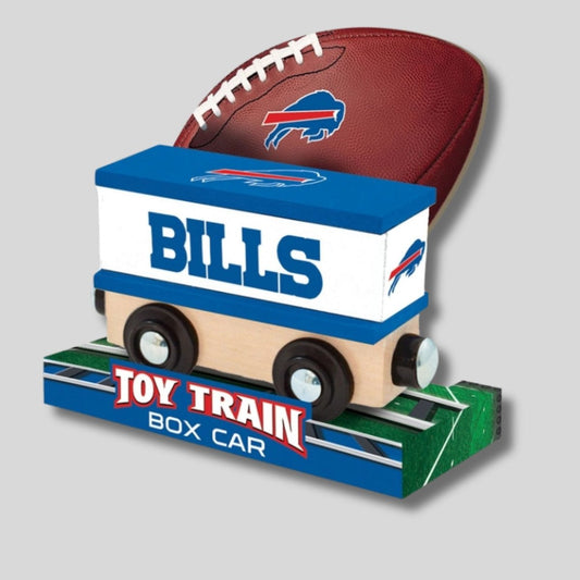 Buffalo Bills Toy Train Box Car - magnetic wooden toy train box car with BILLS logo on sides and top - Little Gift Nook