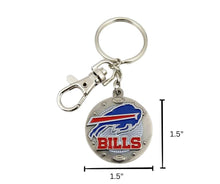 Load image into Gallery viewer, NFL Buffalo Bills Impact Keychain size. 1.5&quot; circlular with claw clasp and round metal keyring.