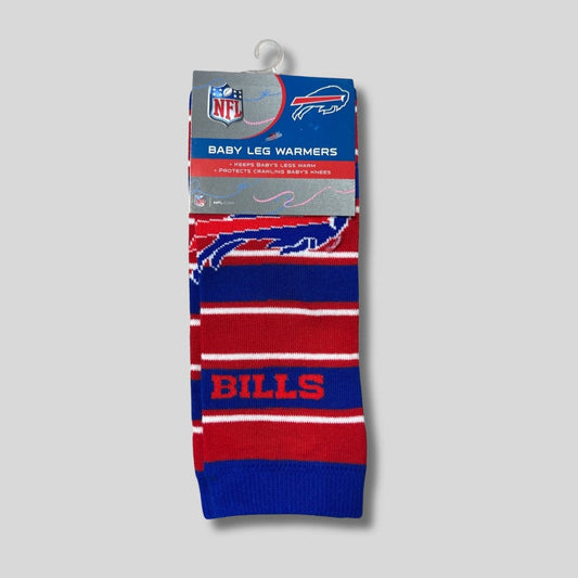 Buffalo Bills NFL Baby Leggings Leg Warmers. Red blue and white striped with logo. - Little Gift Nook
