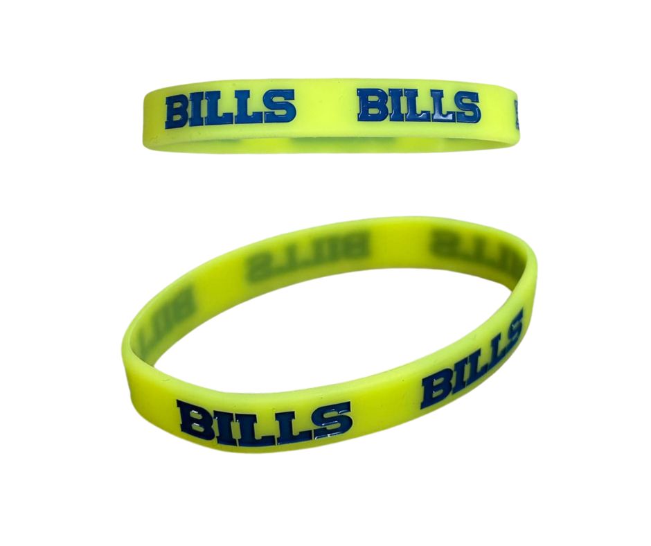 Yellow NFL Buffalo Bills Silicone Bracelets. Blue BILLS across. - Little Gift Nook