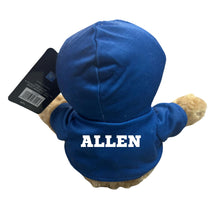 Load image into Gallery viewer, NFL Buffalo Bills 9&quot; Rally Man Hoodie Teddy Bear - Allen on back of hoodie. Little Gift Nook