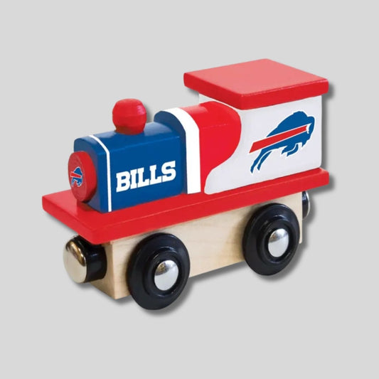 Buffalo Bills Toy Wooden Train Engine. Red and Blue train with Bills logo. - Little Gift Nook