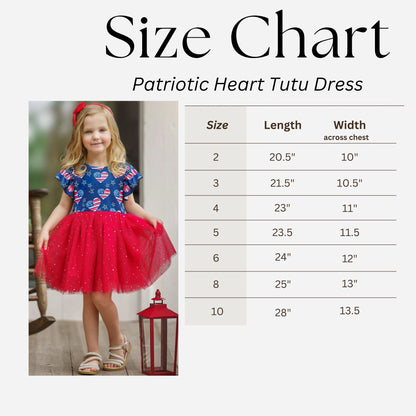 Size Chart Red White Blue Patriotic Heart Tutu Dress. - Little Gift Nook