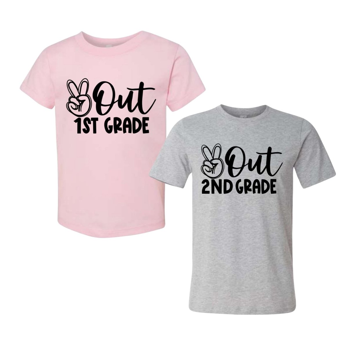 Peace Out Pre-K Kindergarten Shirt – Last Day of School - Gray or Pink Kids Tshirts with Peace Out Pre-K Kindergarten or 1st or 2nd Grade - Little Gift Nook
