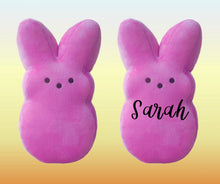 Load image into Gallery viewer, Pink 10&quot; Plush Peep. Personalize it with child&#39;s name or leave blank. Matte or Glitter name available. Little Gift Nook.