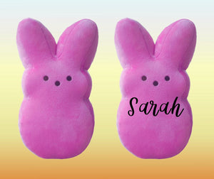 Pink 10" Plush Peep. Personalize it with child's name or leave blank. Matte or Glitter name available. Little Gift Nook.