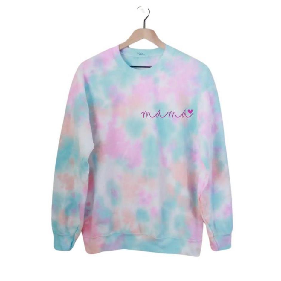 Pink Blue Pastel Tie Dye Mama Sweatshirt - Little Gift Nook