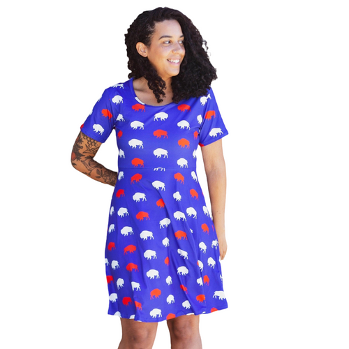 Red & Blue Buffalo Print Buttery Soft Dress - Little Gift Nook