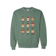 Load image into Gallery viewer, Reindeer Holiday Green Crewneck Sweatshirt. Little Gift Nook.