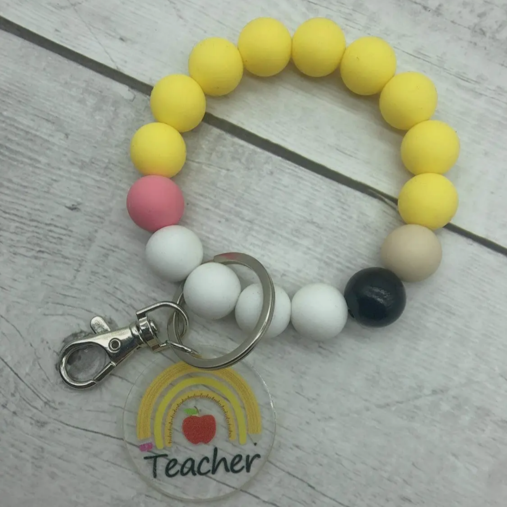 Silicone Beaded Wristlet Keychain ~ Teacher - Little Gift Nook