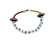 Load image into Gallery viewer, Go Chiefs Friendship Bracelets. So High School &amp; Go Chiefs with yellow,red, and letter beads, and little football charms.  Perfect for Chiefs &amp; Swifties! Little Gift Nook.