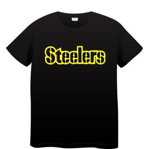 Steelers Black Yellow Puffy Letters Tshirt Kids - Little Gift Nook