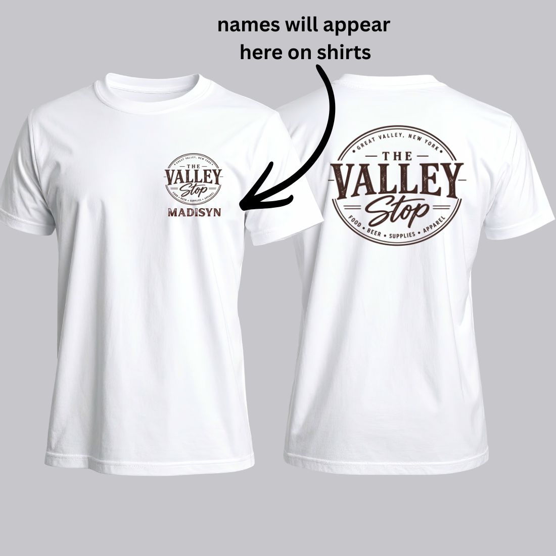 Custom Shirt Order for Valley Stop