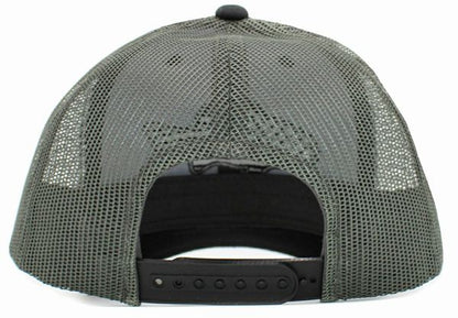 USA Flag Fish Patch Mens Hat back view. Adjustable back.  Black and gray color hat with mesh cap. Embroidered  - Little Gift Nook