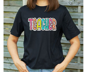 Teacher Dalmatian Dot Color Tshirt.