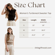 Load image into Gallery viewer, Woman&#39;s Turtleneck Knit Sweater Top size chart