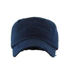 Load image into Gallery viewer, Woman&#39;s Navy Cadet Hat front view. Worn look on brim and hat.