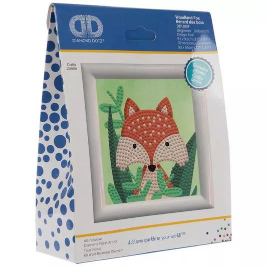 Woodland Fox Framed Diamond Art Kit. Measures 6" x 6" completed. Little Gift Nook.