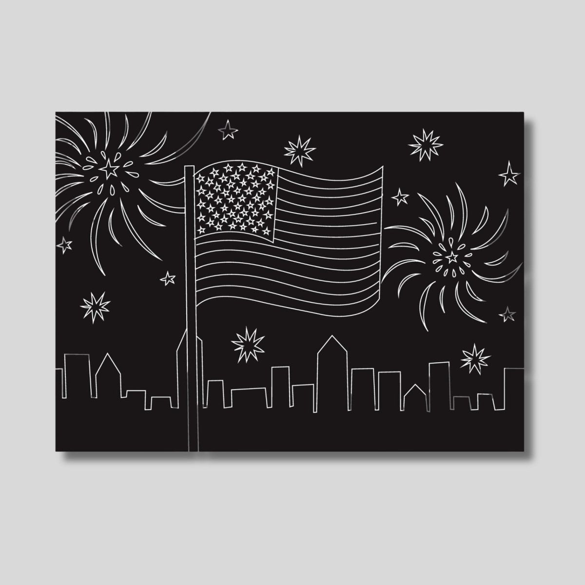 Imagination Starters Love USA Reusable wipe off black palstic Placemat on a light gray background. - Little Gift Nook